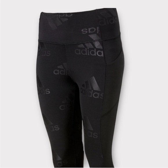 Adidas Women’s Believe This 2.0 Black Signature Printed Leggings Large Dark Goth - Picture 16 of 16